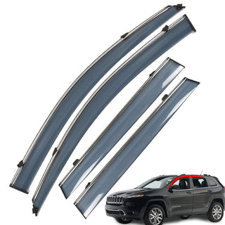 Marretoo Window Visor Rain Guards Deflector for Jeep Cherokee Accessories 2014-2021 Window Trim 4 Pcs Clip on Side with 204 Stainless Steel