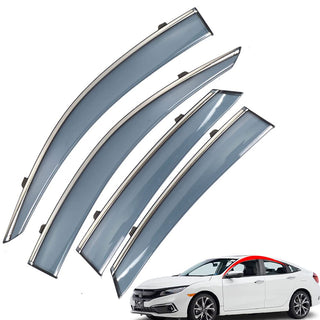 Marretoo for Honda Civic Window Visor 2016 2017 2018 2019 2020 2021 4 Piece Set Clip on Side Sun Rain Guard 4-Door Sedan for Honda Civic Accessories